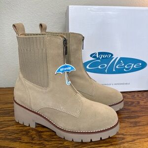 Aqua College Sand Waterproof Cow Suede dream platform booties size 9